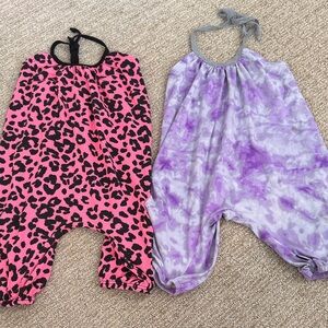 Pixie Lane Pink Leopard and Purple Tie-Dye Baby Rompers